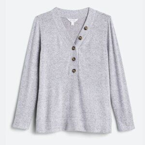 Market & Spruce Joey Henley Cozy Brushed Knit Top - sz XXL